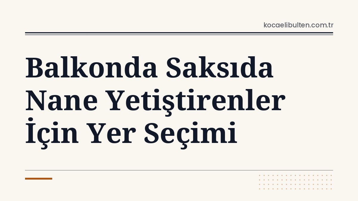 Balkonda Saksıda Nane Yetiştirenler İçin Yer Seçimi